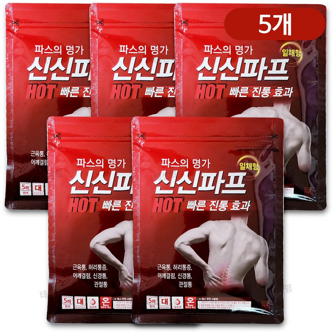신신제약 신신파프 일체형 핫파스 대형, 5매입, 5개