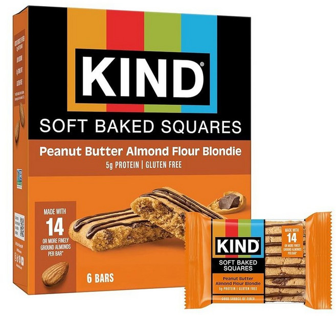 KIND 소프트 베이크드 스퀘어 땅콩 버터 아몬드 가루 블론디 6개입, KIND 소프트 베이크드 스퀘어, 땅콩 버터 아몬드 가, 1ml, 1개