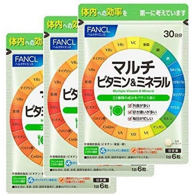 FANCL 일본직구 종합 비타민 미네랄 90일 서플라이(30일 서플라이3봉지)