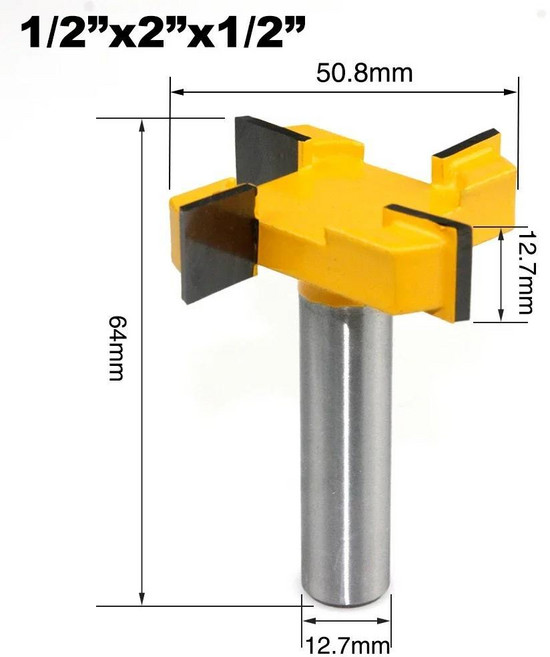 LAVIE 산업용 밀링 커터 슬롯팅용 라우터 비트 목공 도구 4 엣지 T 타입 1, 12.7X51X12.7mm, 12.7X51X12.7mm, 2) 12.7X51X12.7mm, 1개