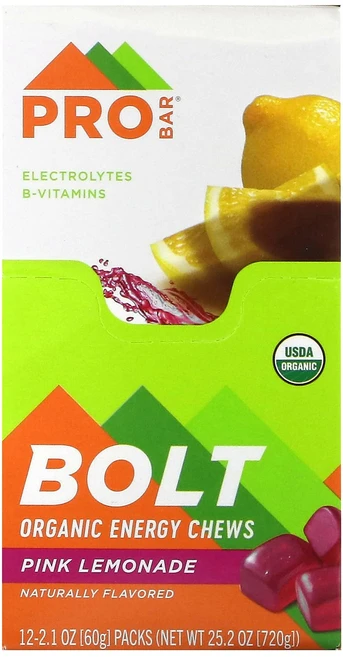 ProBar Bolt Energy Chews Pink Lemonade 12 Packs 2.1 oz 60 g Each, ProBar, Bolt, Energy Chews, Pi, 60g - 쿠팡