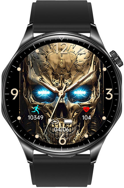 Rainbuvvy T98 TWS 스마트 워치 내장 이어버드 1.43인치 3인치 1인치 무선 이어폰 블루투스 통화 스마트워치, Black Silicone