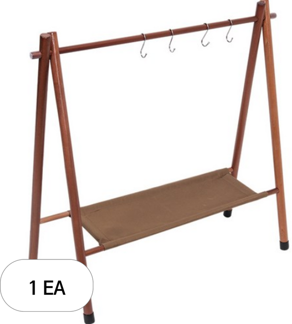 캠프빌리지 우드 인디언 행어 선반 + 보관 파우치, 오크, 1단, 1개