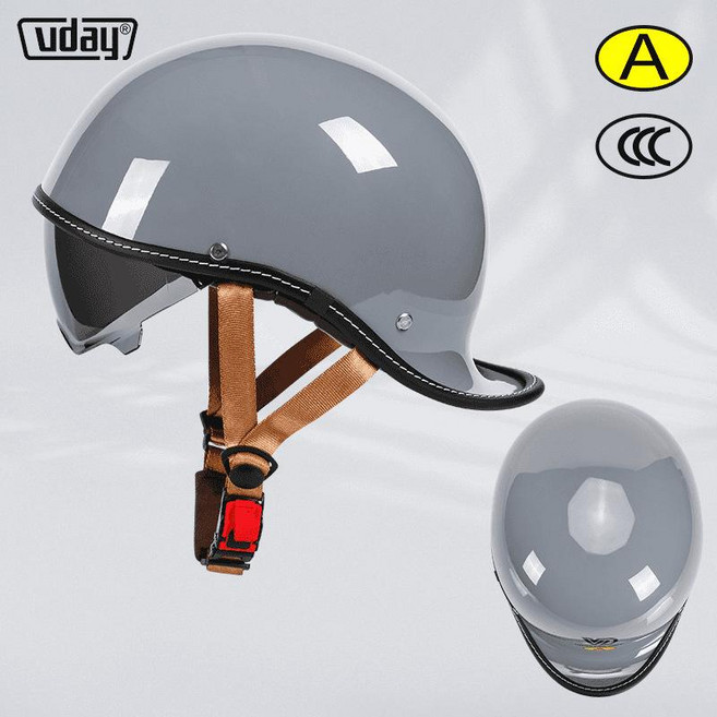 uday 復古摩托車半盔 安全帽, 水泥灰