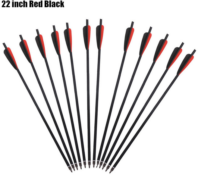 양궁 양궁 탄소 화살 석궁 볼트 반달 노크 탈착식 포인트 야외 사격 사격 7.5 20 22 인치, 09 22inch Red Black, 1개