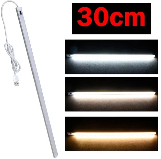 5V USB 전원 LED 바 라이트 튜브 밝은 알루미늄 바디 30/40/50CM 부엌 침실 손 스윕 모션 센서 스위치, 01 30CM, [01] 30CM