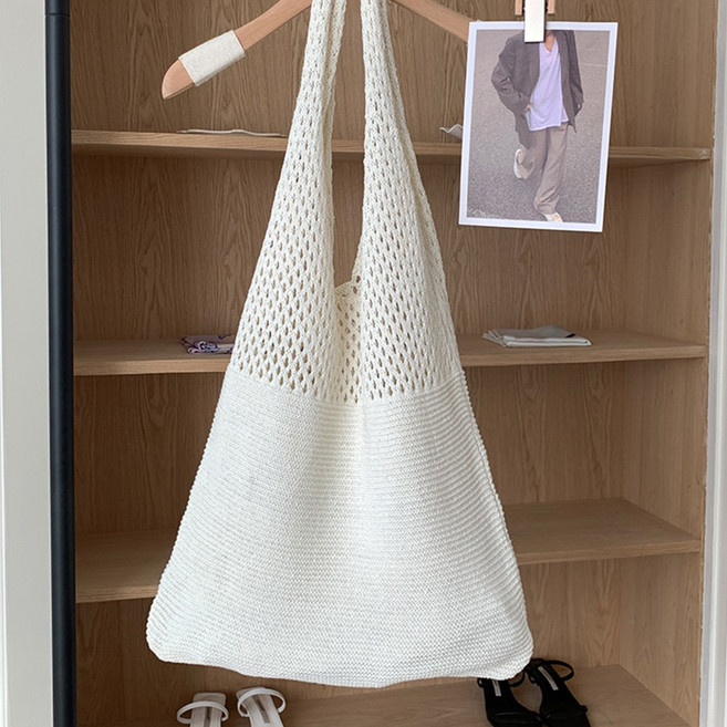 엘쏘 여성용 니트 라탄 그물가방