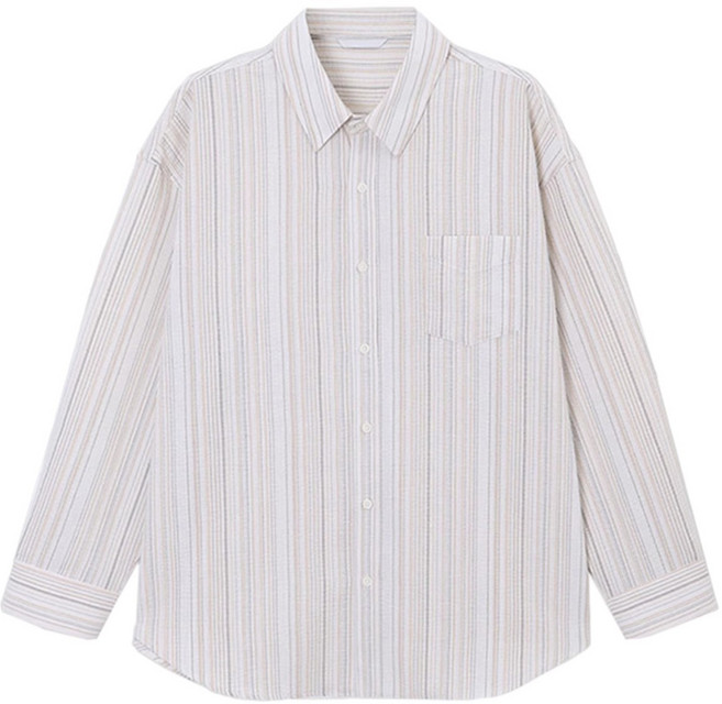 【免燙垂感】條紋襯衫 男士襯衫 長袖襯衫 韓版襯衫 休閒襯衫 商務襯衫 紋理感面料 小眾設計 早秋通勤 高品質百搭