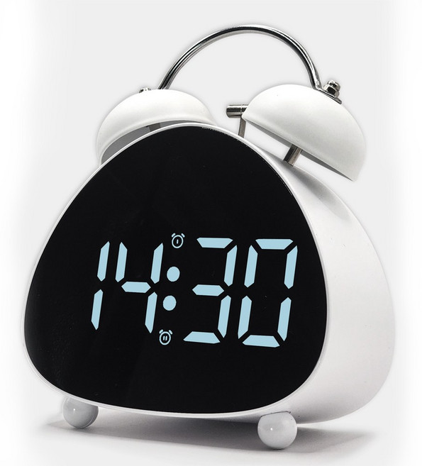 윙고 탁상 알람 시계 LED 무소음 시끄러운자명종, 삼각형 화이트