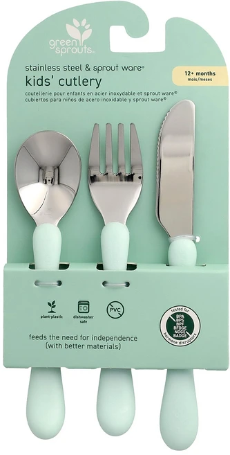 Green Sprouts 스테인리스스틸 & Sprout WAR® 어린이용 커트러리 생후 12개월 이상 3개 Sprouts (그린 스프라우트), Green Sprouts, 스테인리스스틸 & Sprou - 쿠팡