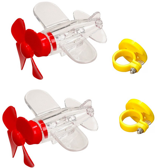 풍력발전 비행기 자전거 악세사리 스템 부착 LED No배터리 자가발전 무동력, 2개, 레드