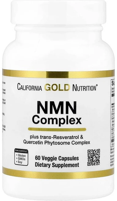 California Gold Nutrition NMN 복합체 트랜스-레스베라트롤 퀘르세틴 파이토솜 복합체 아피제닌 루테올린 함유 베지 캡슐 60정 SPN-02420, 1개 - 쿠팡