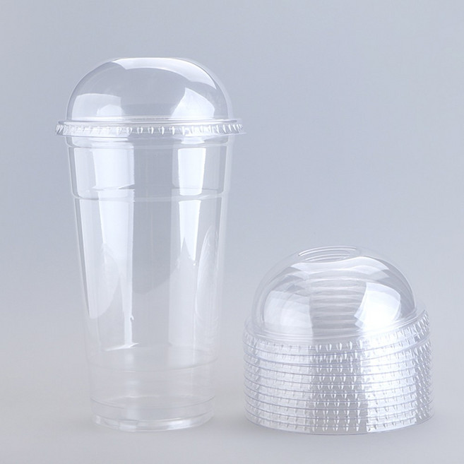 [국내생산] 컵뚜껑세트 107파이 32온스 투명 아이스컵+돔뚜껑 세트 1리터/테이크아웃, 500세트, 1개, 1L
