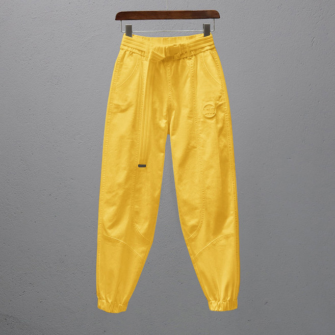 해피유통 여성 봄여름용 면혼방 하이웨이스트 조거팬츠 벨트포함 테이퍼드핏M05