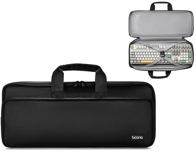 마켓세일러 기계식 키보드 파우치 듀얼포켓 케이스 가방, 블랙, 1개