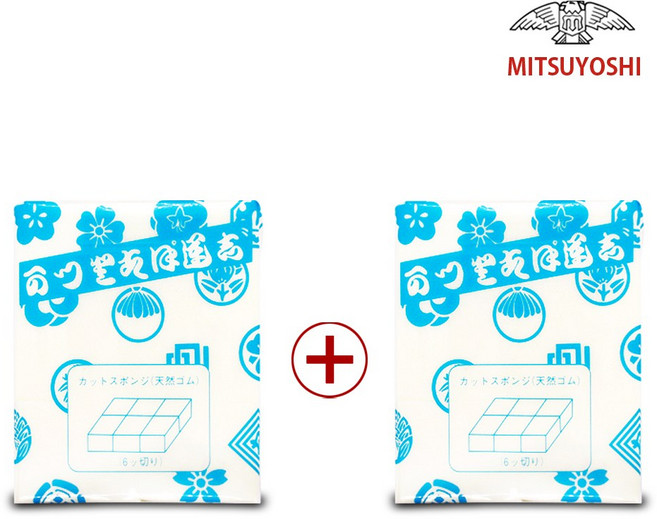 미쯔요시 정품 천연 라텍스 스펀지 1+1, 1개, 6CUT+6CUT
