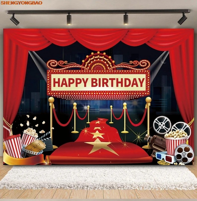영화 밤 테마 배경 카지노 레드 카펫 시네마 스타 성인 생일 파티 사진 소품, 1개, 19. Q18 I. Vinyl 150x100cm