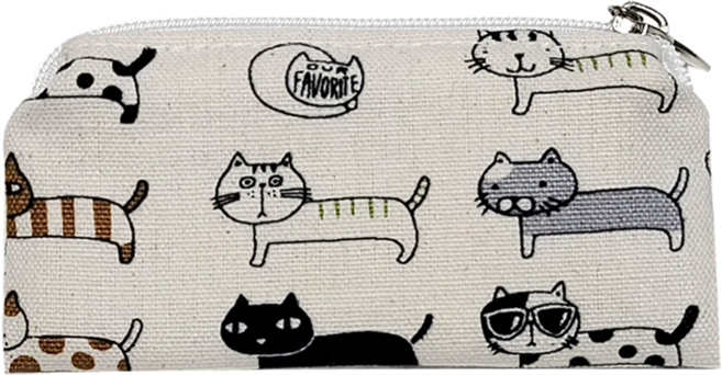 파우마우 면 지퍼 도장 파우치, 냥이화이트, 1개