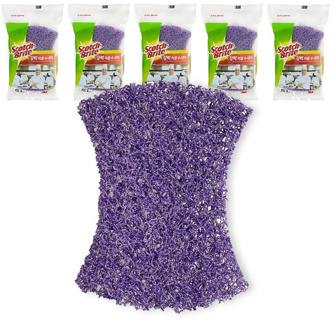 3M 강력 퍼플 수세미 10개(2개씩 포장/5팩) 철수세미 대용, 10개입, 1세트