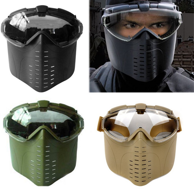 에어소프트 풀페이스 마스크 프론트 마스크 김서림 방지 안면 보호 마스크 전술 커버 고글 서바이벌 밀리터리용품 군장, TAN(황색), 1개