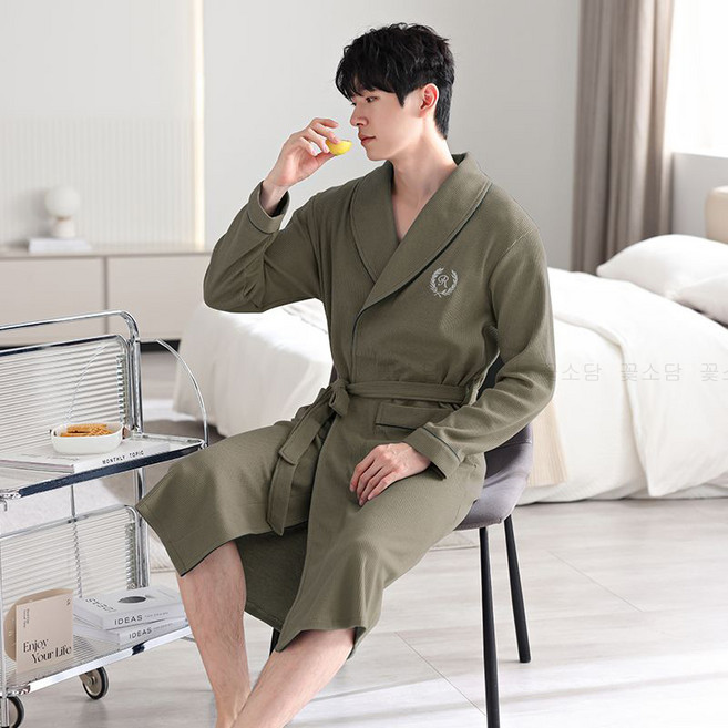 꽃소담 남자 빅사이즈 소프트 긴팔 잠옷 가운 수면 호텔 로브 샤워가운 MAL26A1141