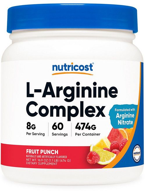 Nutricost (뉴트리코스트) L-아르기닌 복합체 푸르츠 펀치 474g, 1개