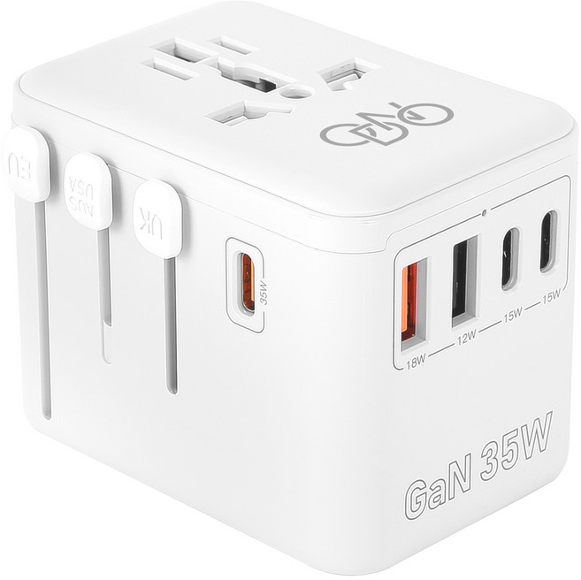 오든오 전세계 해외 여행용 멀티어댑터 GaN 35W 초고속충전 2500W 화이트, 1개