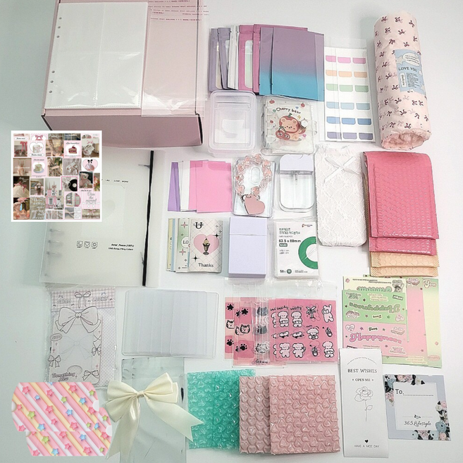 365Lifestyle 포카 꾸미기 포장 세트 포장용품 수납 패키지 6공 바인더 속지 탑로더 포카 통 케이스 헤더택 대지 모음, (옵션2)프리미엄포카세트, 1세트