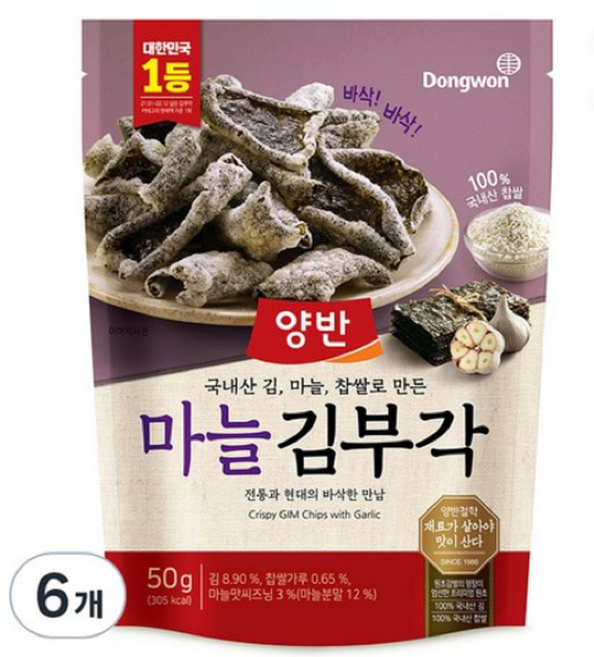 양반 마늘 김부각, 50g, 6개