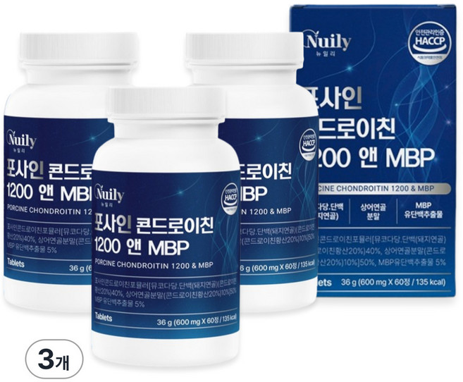 포사인 콘드로이친 1200 돼지 연골 유래 콘도로이친 3세대 a형 MBP 식약청 HACCP 인증, 3개, 60정