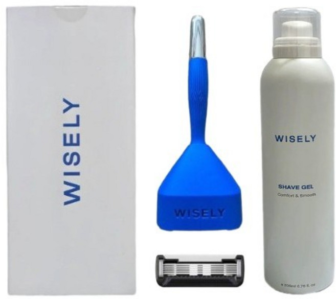 와이즐리 면도 기초세트 면도기 면도날 거치대 쉐이빙젤, 사파이어블루 1세트, 1개