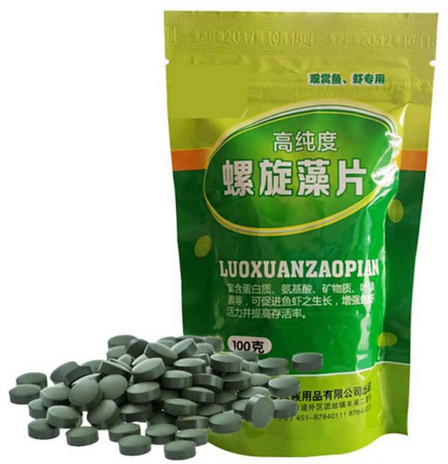 새로운 열대 웨이퍼 메기 물고기 100g 채소 조류 스피루리나 대량 사료, 1.초록의, 1개