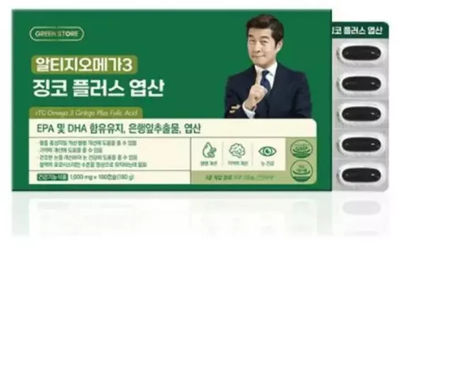 그린스토어 알티지 오메가3 징코 플러스 엽산 180캡슐, 1개, 180g