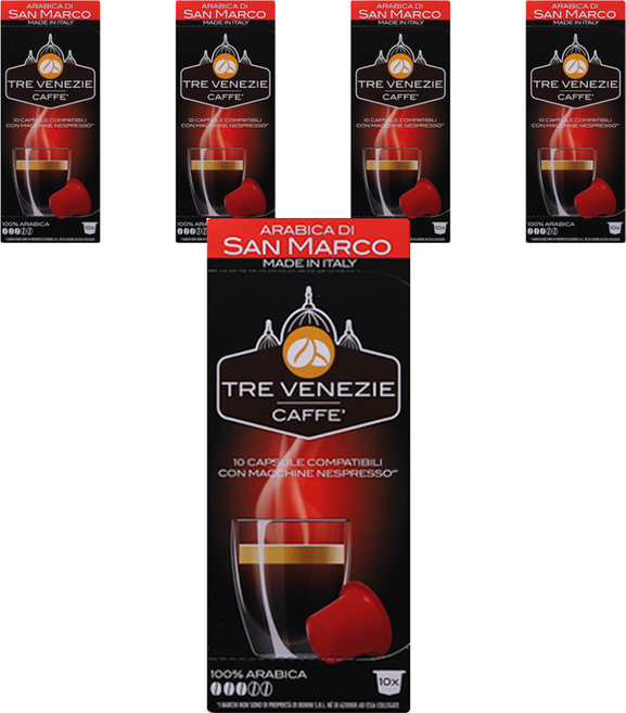 [아라비카100%] 트레베네치아 산마르코 캡슐커피 네스프레소 호환캡슐, 5.5g, 10개입, 5박스