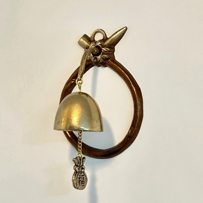 터치메탈 장인제작 소코뚜레 현관종 풍경종 액막이 문종 현관인테리어 풍수인테리어, 골드, O