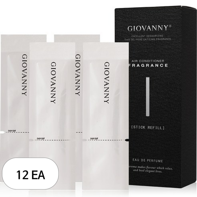 GIOVANNY 차량용 하프스틱 디퓨저 리필, 미스티 아쿠아, 12개