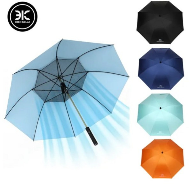 [에벤켈라]팬브렐라 USB충전식 선풍기우산 자외선차단우산, 블랙