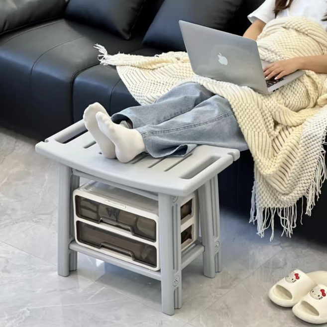 하루꿈 넓은 목욕의자 욕실 미끄럼방지 의자 튼튼한 다용도 스툴, 그레이