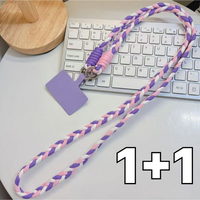 우아한클릭 1+1 분실방지 휴대폰 목걸이 스트랩, 2개, 트윈퍼플+트윈퍼플