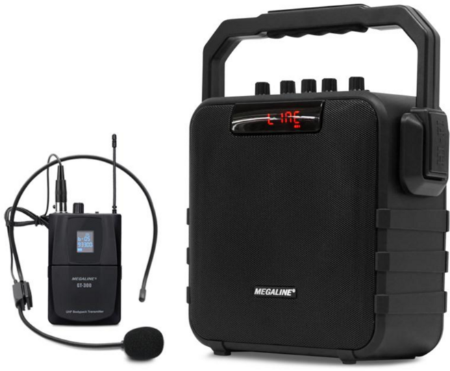 7위 - MEGALINE MGP-1009D 100W 강의용무선마이크 충전식앰프 이동식 휴대용 포터블엠프, 본체 헤드셋