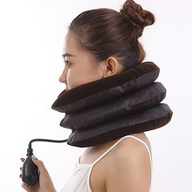 3단 에어 목베개 쿠션, 1개, 브라운