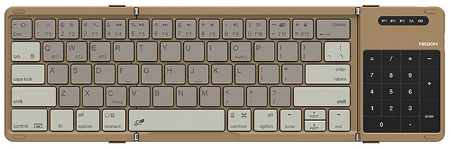 NILLKIN 휴대용 접이식 블루투스 키보드 터치 패드 PC 테블릿 스마트폰, NILLKIN 접이식, 모카