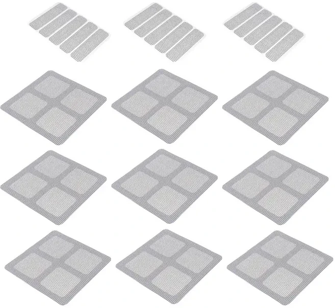 12개 모기장 방충망 패치 간편 부착 및 제거 가능 재사용 가능한 창문문 메쉬 수리 키트 가정 정원 테라스 실내외용