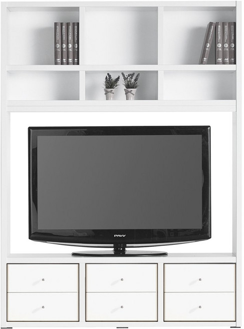 예뫼솔 2000시스템5단책장(하서랍형) TV책장 책꽂이 수납장 진열장, 5단, 5단-1500TV책장(하서랍)-화이트
