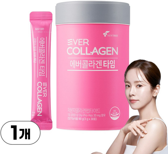 [소비기한 최신 2027-06-12] 에버콜라겐 타임 고단량 구성 저분자콜라겐펩타이드 1 000mg, 90g, 1개