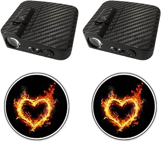 베스트핏 자동차 도어라이트 LED 데코 프로젝터 세트 도어 웰컴 라이트, 하트 2p, 1박스