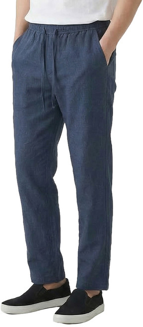 루크 남성 봄여름 밴딩 치노 린넨 코튼 팬츠 허리 스트랩 조절 편안한 바지 데일리 기본 베이직 가벼운 하의