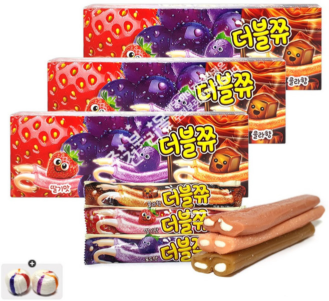 더블쮸 3가지맛(12개입) x 3통+자색옥춘사탕 20g 세트, 1세트, 1.08kg