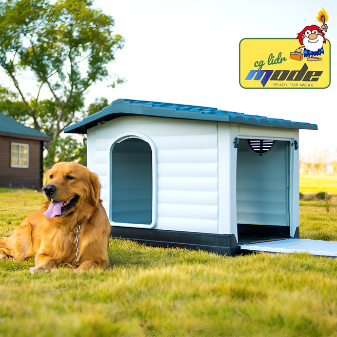 철기시대 협동조합 개집 애견 하우스 옆문 개방 통풍 사계절 플라스틱 강아지집 야외 대형견집, 1개, 색상랜덤
