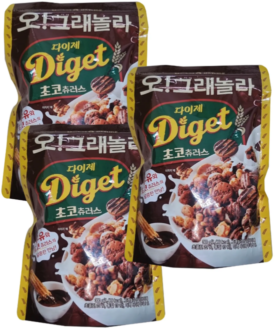 마켓오네이처 오그래놀라 다이제 초코츄러스 시리얼, 300g, 3개
